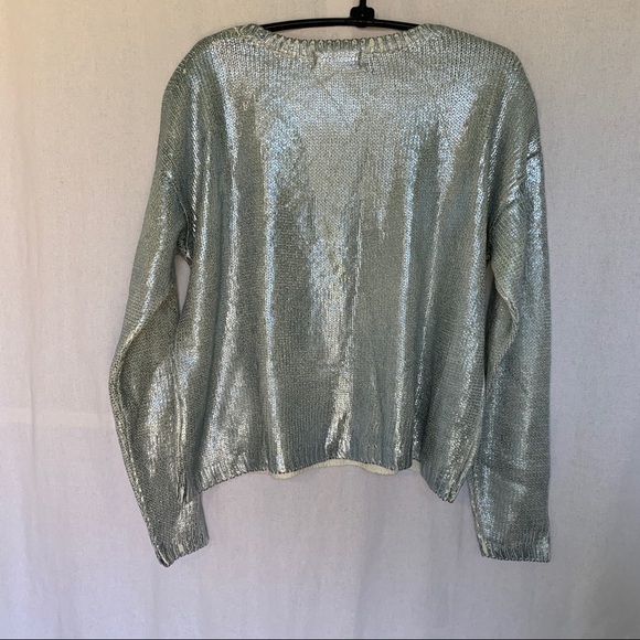 H&M // Silver Metallic Crew Neckline Sweater Sz Kids 12 my1 - Picture 4 of 8